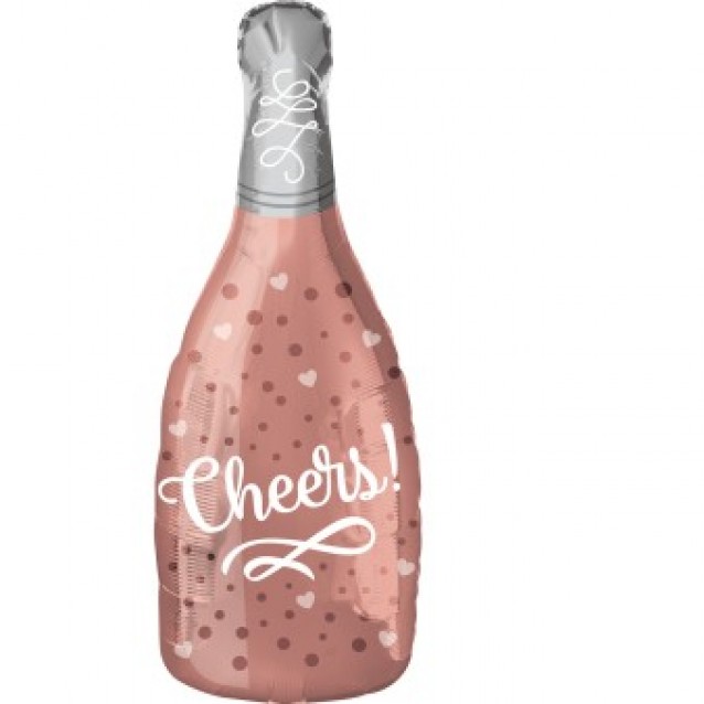 Fóliový balón Ružová fľaša, Cheers, 49x98cm