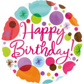 FB Happy Birthday farebné Dots, 45cm