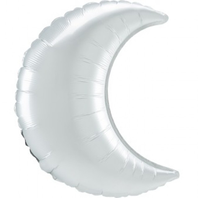 Fóliový balón, polmesiac, saténovo-biely, 66cm /nebalený/