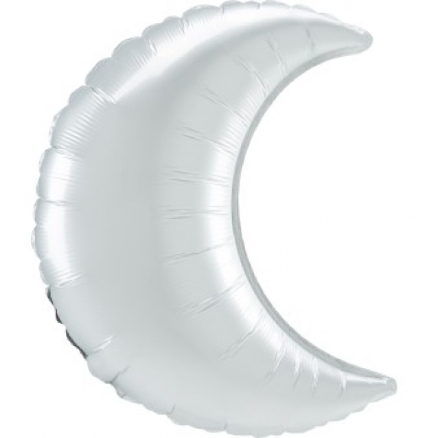 Fóliový balón, polmesiac, saténovo-biely, 66cm /nebalený/ Fóliový balón, polmesiac, saténovo-biely, 66cm /nebalený/