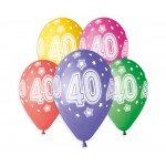 Balón farebný podtlač 40 rokov, veľ.13/33cm, 5ks
