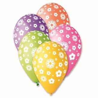 Balón kvetinky mix farieb, veľ.12, 5ks