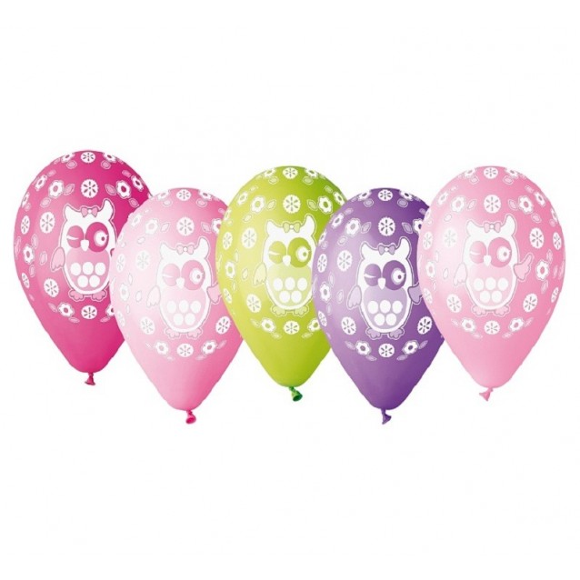 Balón Sova mix farieb, veľ.12, 5ks Balón Sova mix farieb, veľ.12, 5ks