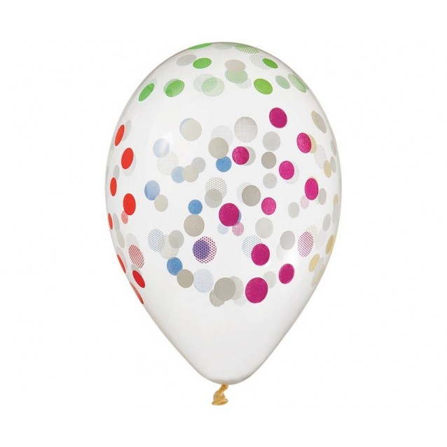 Balón farebné konfetti, veľ.13, 5ks