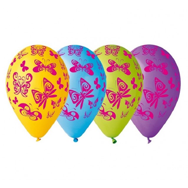 Balón farebný motýlik, veľ.12, 5ks Balón farebný motýlik, veľ.12, 5ks