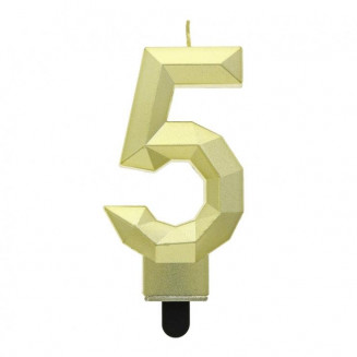 Sviečka zlatá diamant 5, 7,6cm