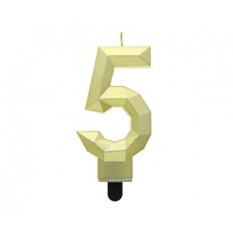 Sviečka zlatá diamant 5, 7,6cm