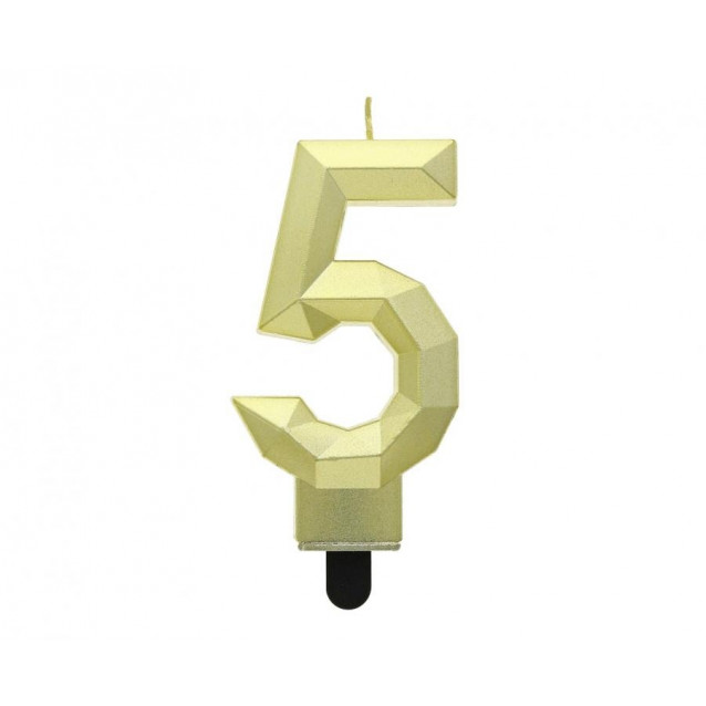 Sviečka zlatá diamant 5, 7,6cm