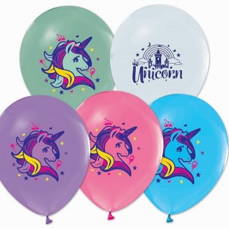 Balón Jednorožec, pastelový, veľ.12, 5ks