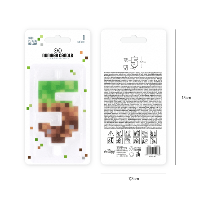 Sviečka Minecraft 5ka, 7cm