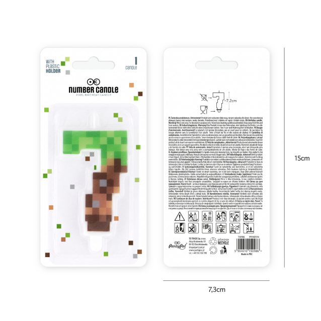 Sviečka Minecraft 7čka, 7cm