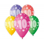 Balón farebný mix podtlač 10, veľ.13, 5ks