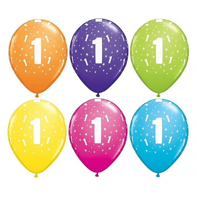 Balón farebný mix podtlač 1.rok, veľ.11, 6ks Balón farebný mix podtlač 1.rok, veľ.11, 6ks