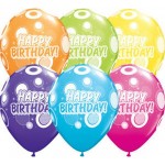 balón Happy Birthday bubliny farebný mix, veľ.11, 6ks