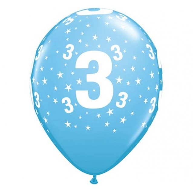 Balón modrý podtlač 3, veľ.11, 6ks Balón modrý podtlač 3, veľ.11, 6ks