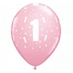 Balón ružový podtlač 1.rok, veľ.11, 6ks