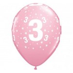 Balón ružový podtlač 3, veľ.11, 6ks