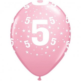 Balón ružový podtlač 5, veľ.11, 6ks