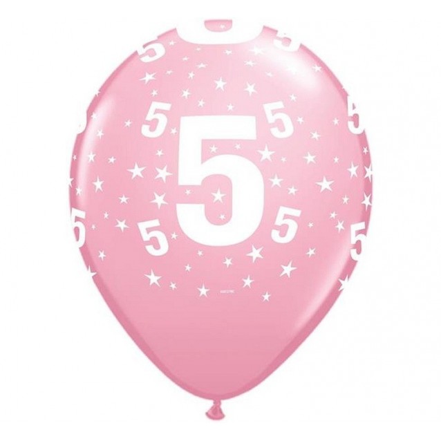 Balón ružový podtlač 5, veľ.11, 6ks