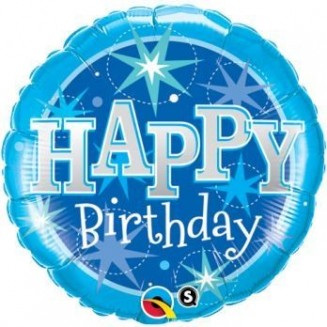 Fóliový balón Happy birthday, modrý, veľ.18/46cm