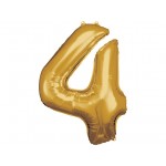 Fóliový balón číslo 4, zlatá, veľ. 40/100cm