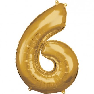 Fóliový balón číslo 6, zlatá, veľ. 40/100cm