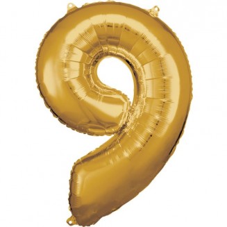Fóliový balón číslo 9, zlatá, veľ. 40/100cm