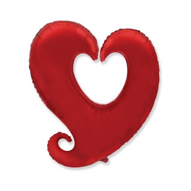 Fóliové srdce červené, veľ.43cm