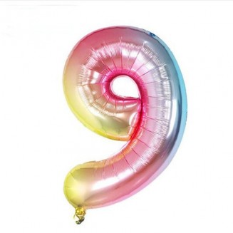 Fóliový balón číslo 9, rainbow, veľ.30/76cm