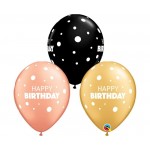 Latexový balón Happy birthday, Veľ.11 / 28cm, 5ks