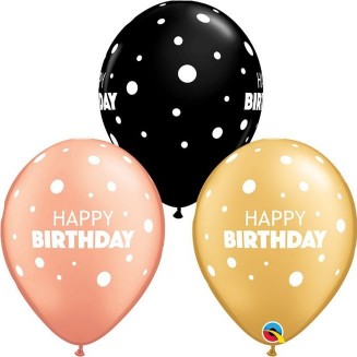 Latexový balón Happy birthday, Veľ.11 / 28cm, 5ks