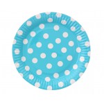 Papierový tanier bodkovaný modrý, Veľ. 23cm, 6ks