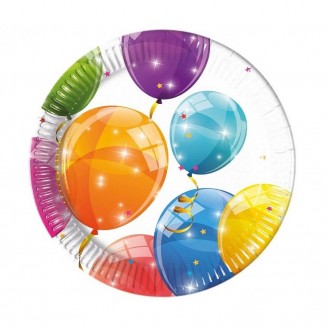 Papierový tanier Sparling balloons, Veľ. 20cm, 8ks
