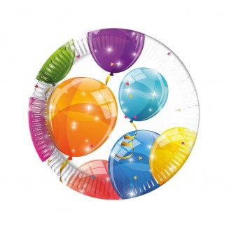 Papierový tanier Sparling balloons, Veľ. 23cm, 8ks