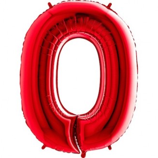 Fóliový balón číslo 0, červený, vel.40/100cm