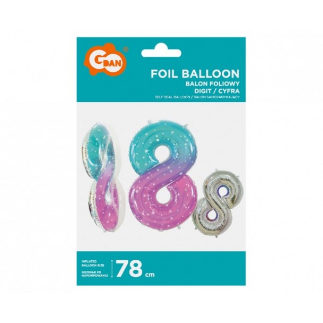 Fóliový balón číslo 8, Cosmos, 78cm