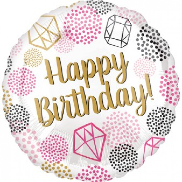 Fóliový balón Happy birthday Gems, veľ.18
