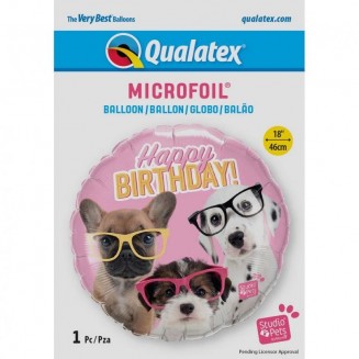 Fóliový balónik 18" QL narodeninové šteniatka s okuliarmi