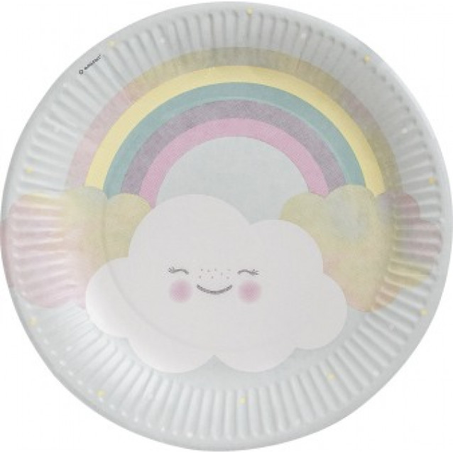 Papierový tanier Dúha a obláčik, 23cm/8ks Papierový tanier Dúha a obláčik, 23cm/8ks