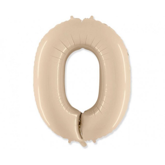 Fóliový balón, bežový, číslo 0, 102cm Fóliový balón, bežový, číslo 0, 102cm