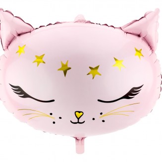 Fóliová balónová mačka, 48x36cm, ružová