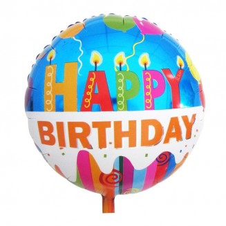 Fóliový balón Happy Birthday (sviečky),veľ18