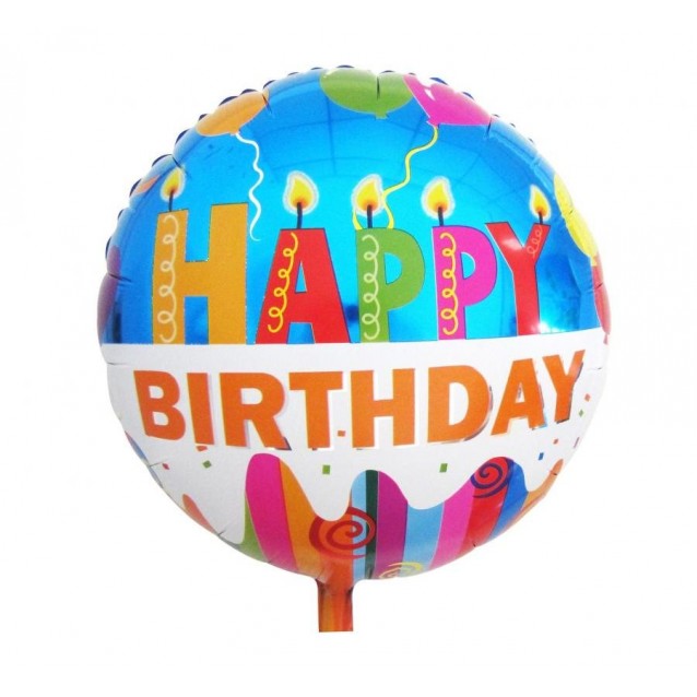 Fóliový balón Happy Birthday (sviečky),veľ18