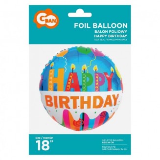 Fóliový balón Happy Birthday (sviečky),veľ18