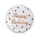 B&C Happy Birthday fóliový balón, biela, ružová a zlatá potlač, 18"