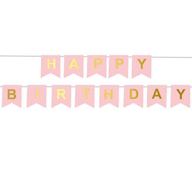 Nápis Happy birthday, ružový