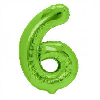 Fóliový balón číslo 6, zelený, 100cm