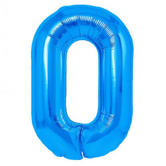 Fóliový balón číslo 0, modrá, vel.40/100cm