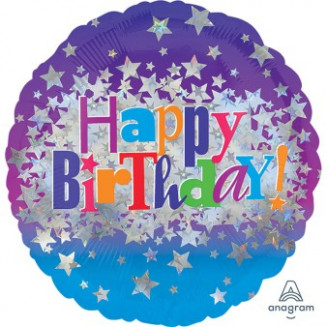 Holographic Happy Birthday Bright Stars, 43cm