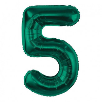 Fóliový balón číslo 5, tmavozelený